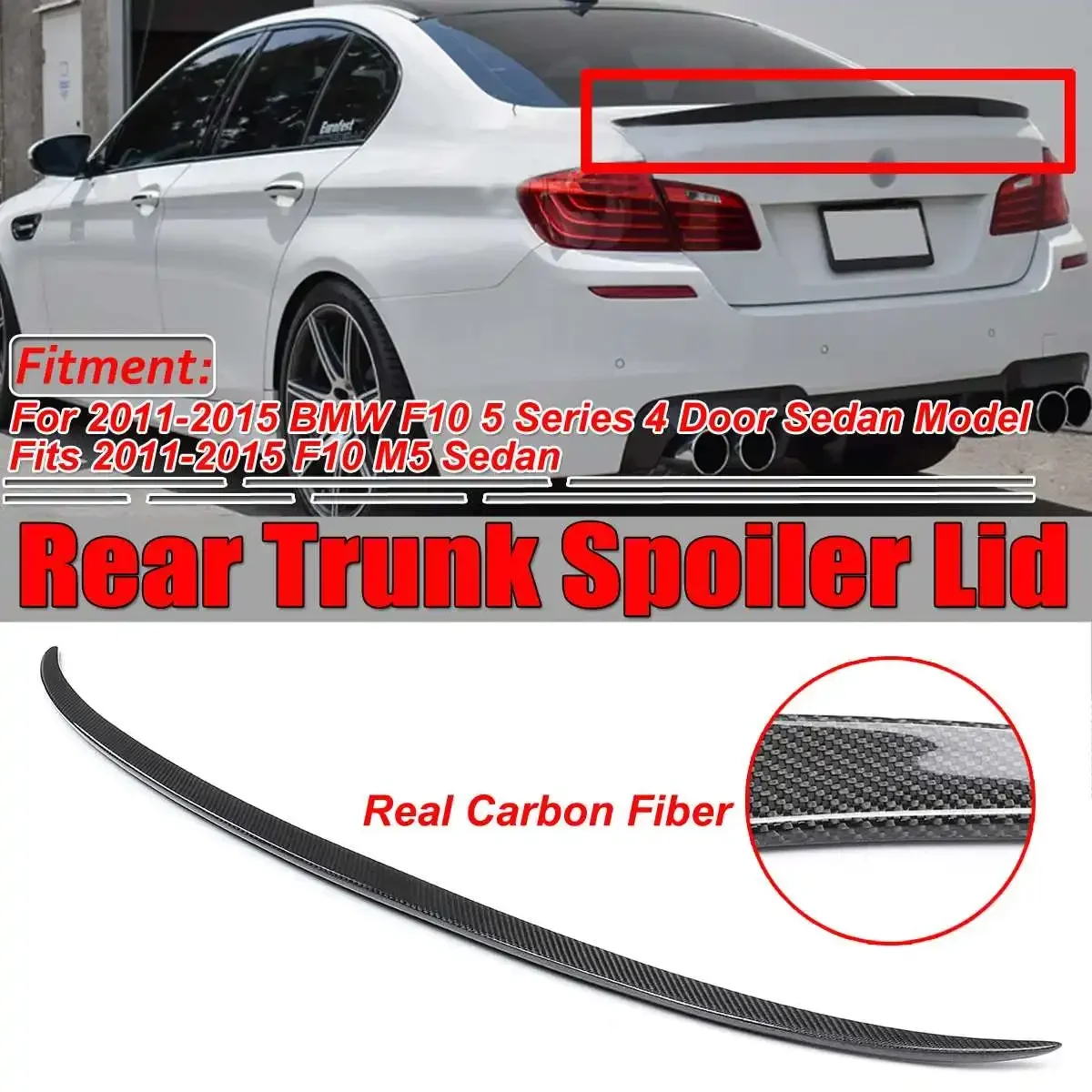 

Real Carbon Fiber P/M4/PSM F10 F18 Rear Wing Spoiler Car Rear Trunk Spoiler Wing For BMW F10 F18 M5 5 Series 2011-2017 Body Kit