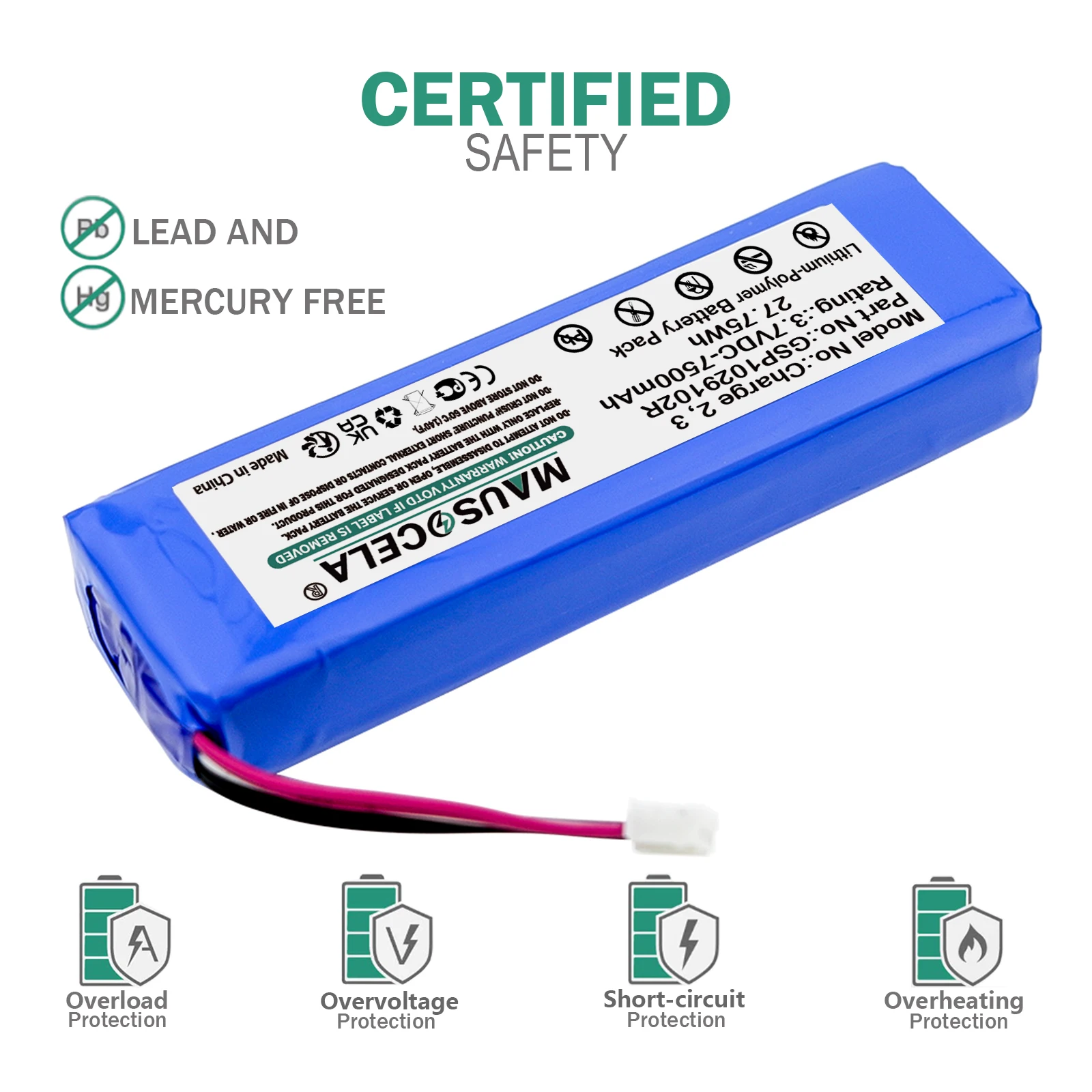 7500mAh Speaker Battery For JBL:GSP1029102R,P763098,Charge2+,Charge 2 Plus,Charge 3 2015,Charge 3 2015 Version,Charge 2,+Toolkit view 3