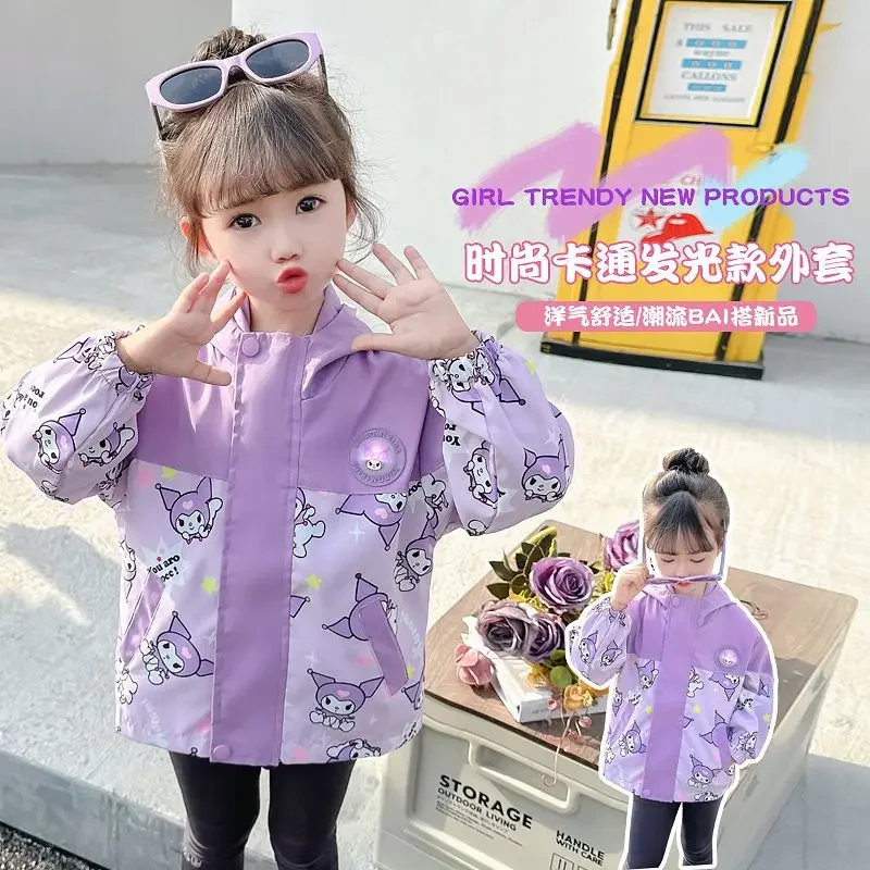 

Children Kawaii Sanrio Kuromi Anime Long Sleeve Coat Clothing Spring Autumn Cute Cartoon Hooded Casual Jacket Toys for Kids