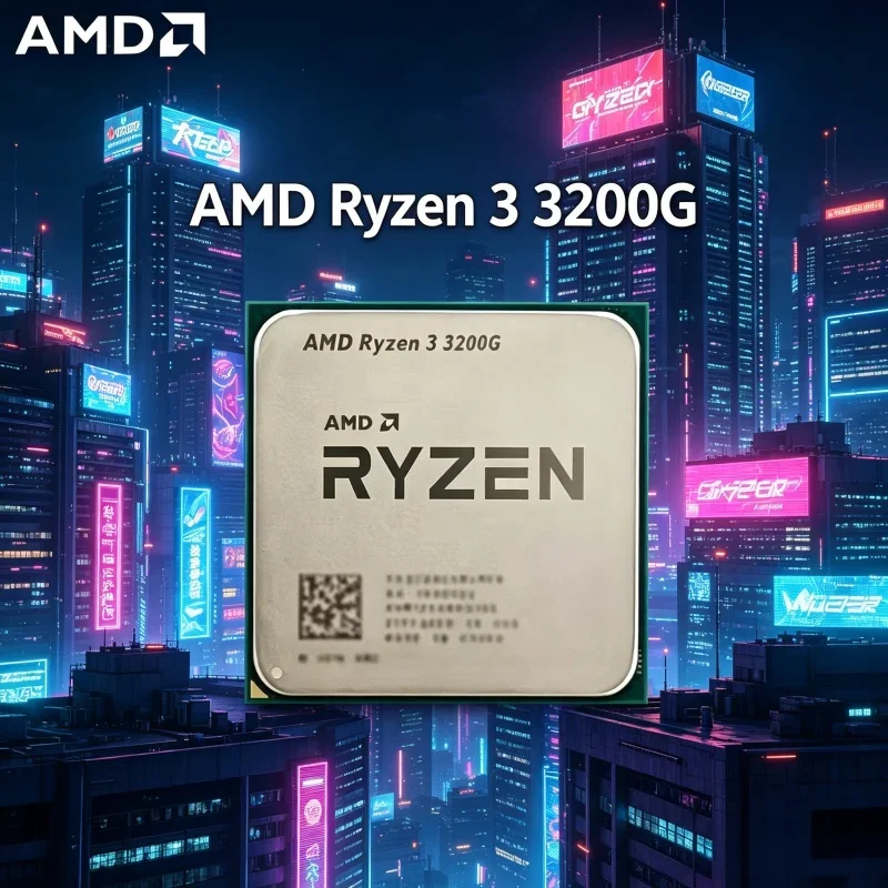 AMD Ryzen 3 3200G, APU para Juegos de Escritorio, Socket AM4, 4C4T, 3.6GHz Base, 4.0GHz Boost, con Gráficos Integrados Vega 8