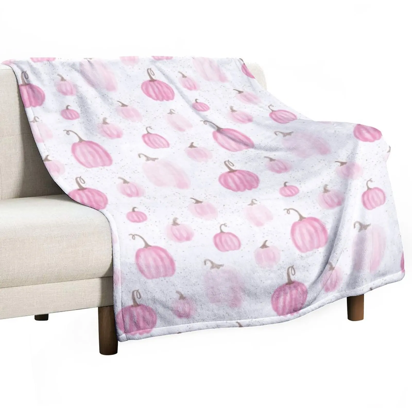 Pink Watercolor Pumpkins Throw Blanket Soft Blanket Tourist Blanket Beautiful Blankets