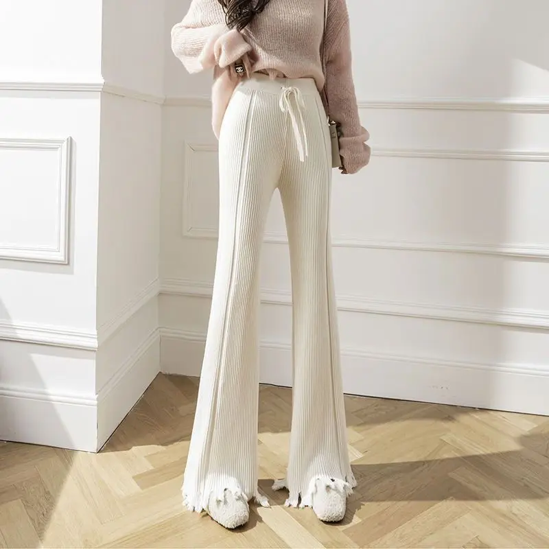 Women Sweater Cardigan White T Shirt Knit Pants 1 or 3 Piece Set Autumn Winter Korean Lady Loose Coats Top Trousers Outfits 2023