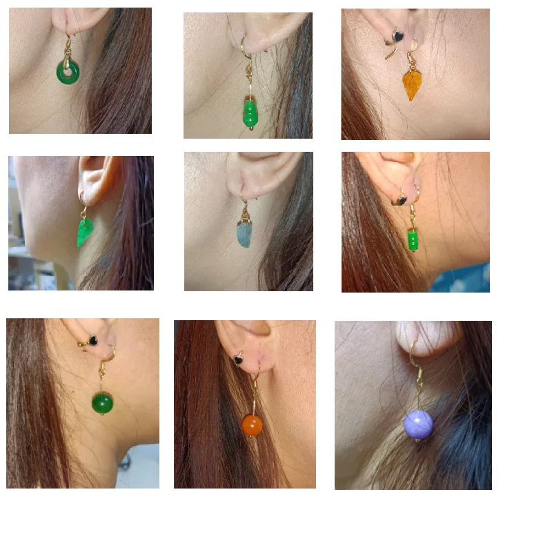 

1Pair Natural Jade Earrings Green Emerald Loop Eardrop Ear Pendants 925 Silver 18K Gold-plated hook Women Girls Jewelry Gifts