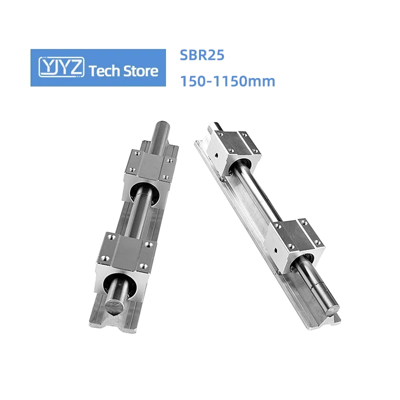 High Precision 2PCS SBR25 Linear Guide Rail Length 150-1150mm Standard 4PCS SBR25UU Slider CNC Machines Combination Set