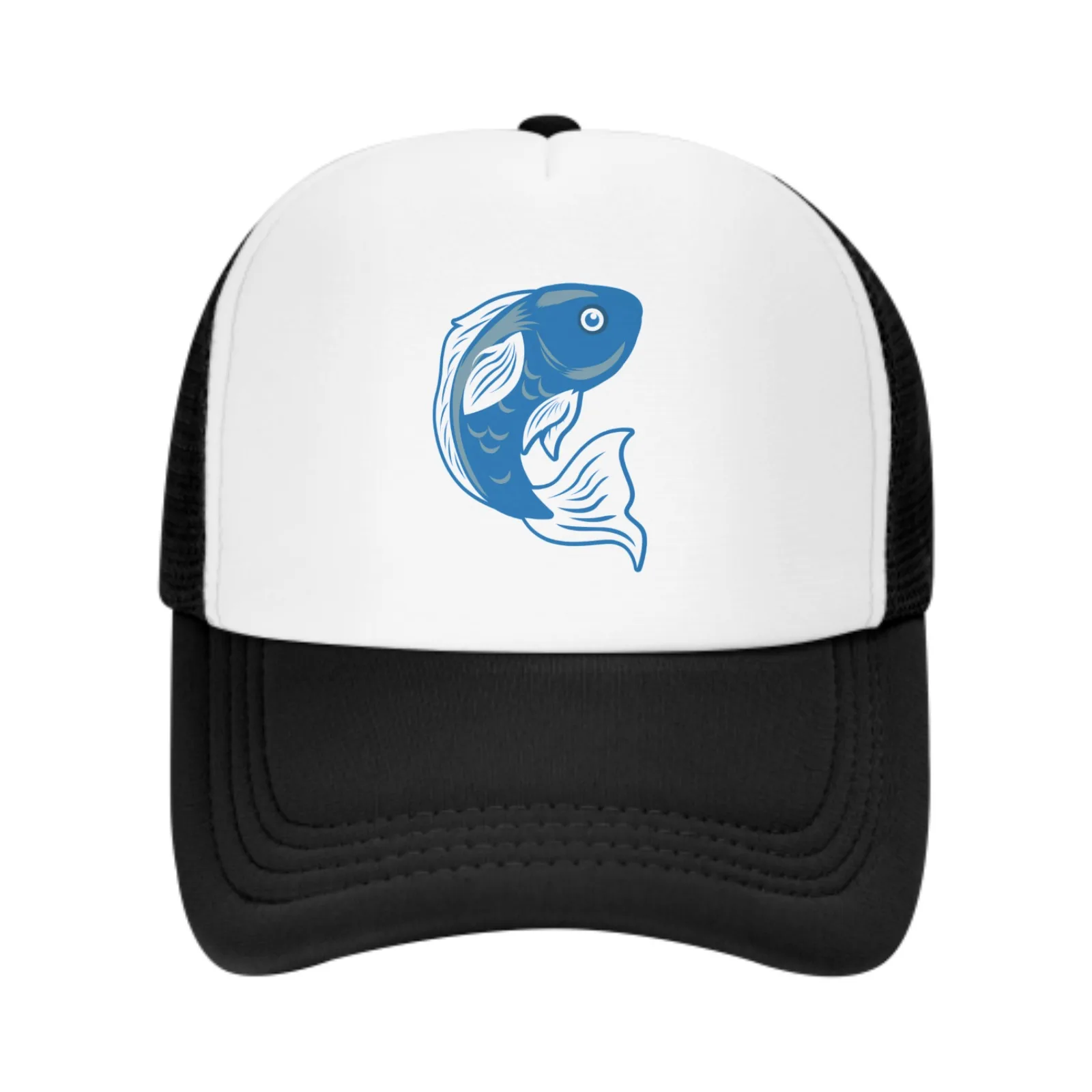 Blue Fish Baseball Caps Adjustable Sun Hat for Men Women Casual Trucker Hats for Fishing Outdoor Activities Dad Gifts