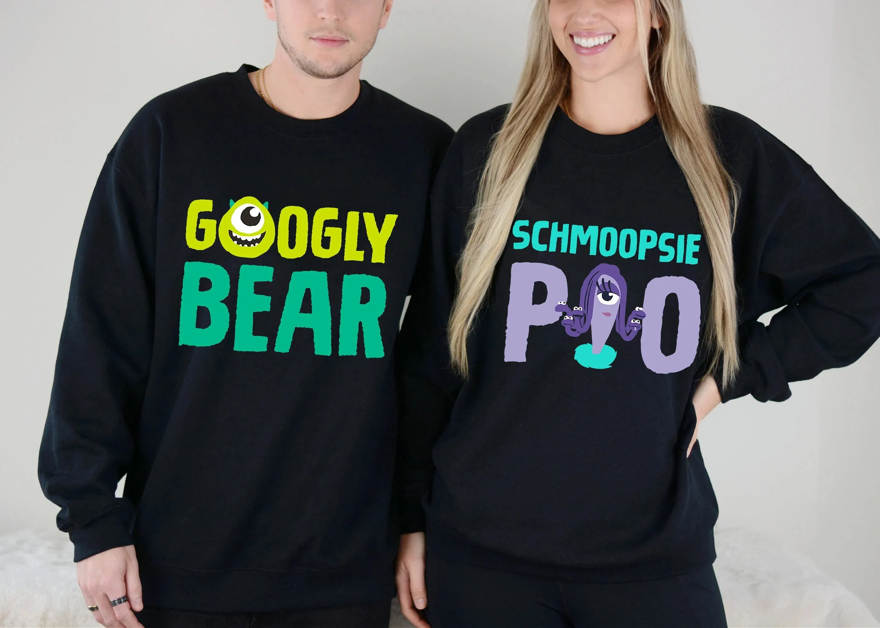 ديزني مونستر إنك جوجلي بير آند شموبسي براز كارتون طباعة بنين بنات الأزواج Crewneck البلوز مريح أنيق الخريف الشتاء