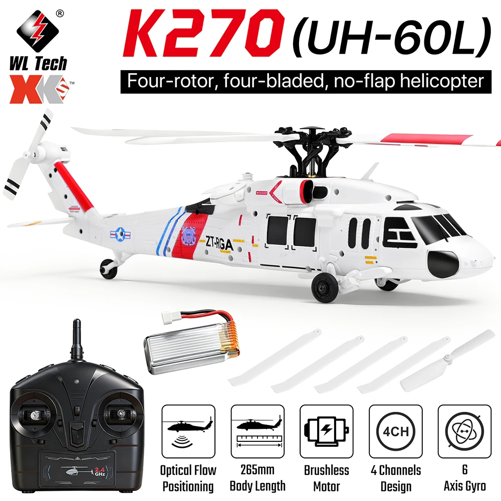 

Wltoys K270(UH-60L) Helicopter 4CH Brushless Plane 8Min Flight 6-axis Gyro With Optical Flow Positioning Black Hawk Helicopter
