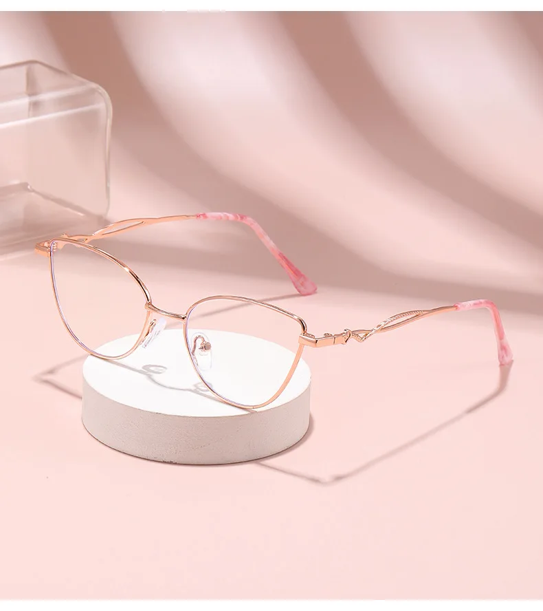 Modische Anti-Blaulicht-Lesebrille für Damen aus Metall mit hochauflösender Anzeige der jugendlichen Lesebrille 9792 – Detail 15