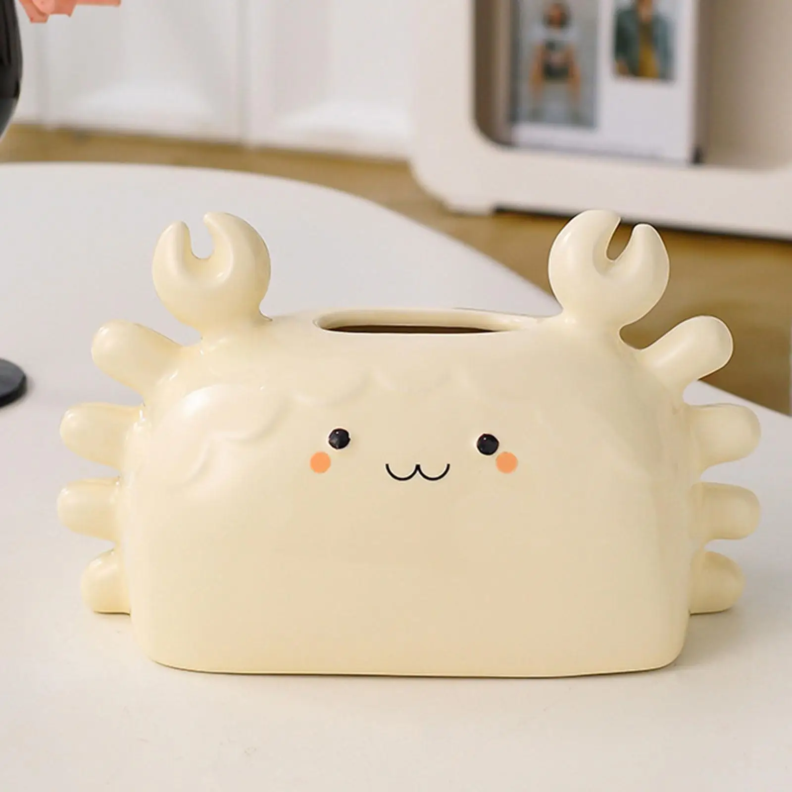 Ceramic Tissue Box Cute Crabs Napkin Holder Portable,Home Decor,Facial Tissues Dispenser Case for Hotel Kitchen Farmhouse