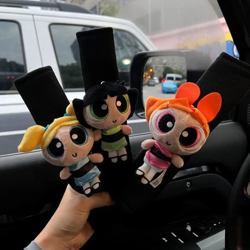 Puff בנות אנימה plush מושב בובה חגורת בטיחות הכתף כיסוי kawaii מושב חגורת מגן מגן מכונית פנים קישוט מתנות לחברים