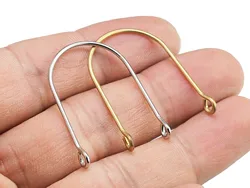 U shaped Earring Connector, Arched Door Brass Wres, 33.5x23.5x1.2mm, Gold Silver Tone, Jewelry Making RP193