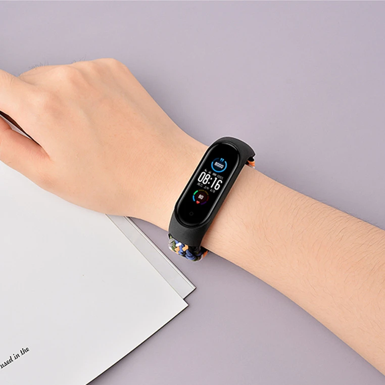 Correia elástica ajustável para Xiaomi Mi Band, pulseira de tecido confortável, pulseira, Miband 4, 3, 6, 5