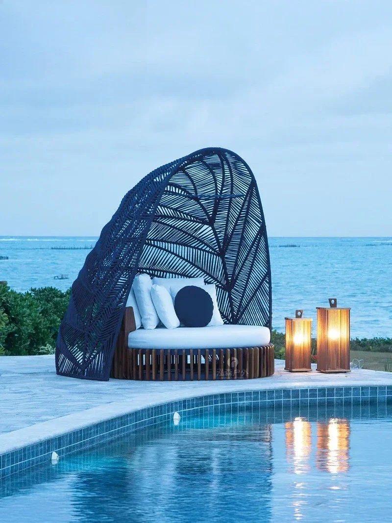 Outdoor rattan bed, outdoor courtyard Garden Villa Hotel B & B Resort Club Leisure Designer Bird's Nest