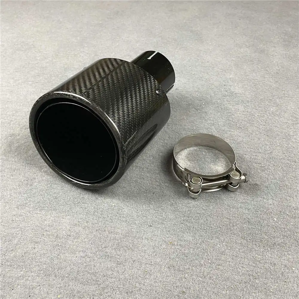 1 Piece Big Oval Shape Carbon Fiber Exhaust Pipe For Remus Muffler Tip Stainless Steel Full Glossy Black Tail Throat Nozzles