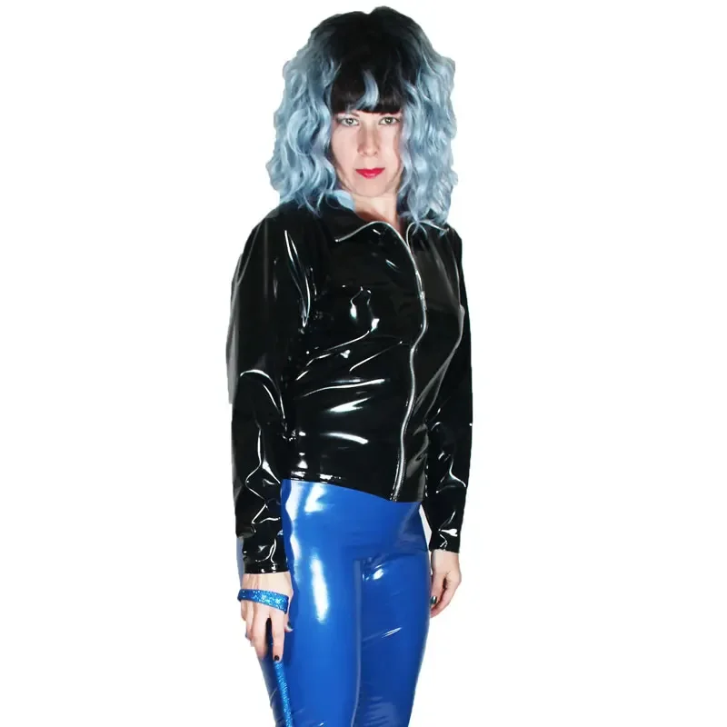 Blue PVC Latex Faux Leather Bodycon Pants Sexy Erotic Plus Size Leggings Women PU High Waist Skinny Pencil Pants New Custom