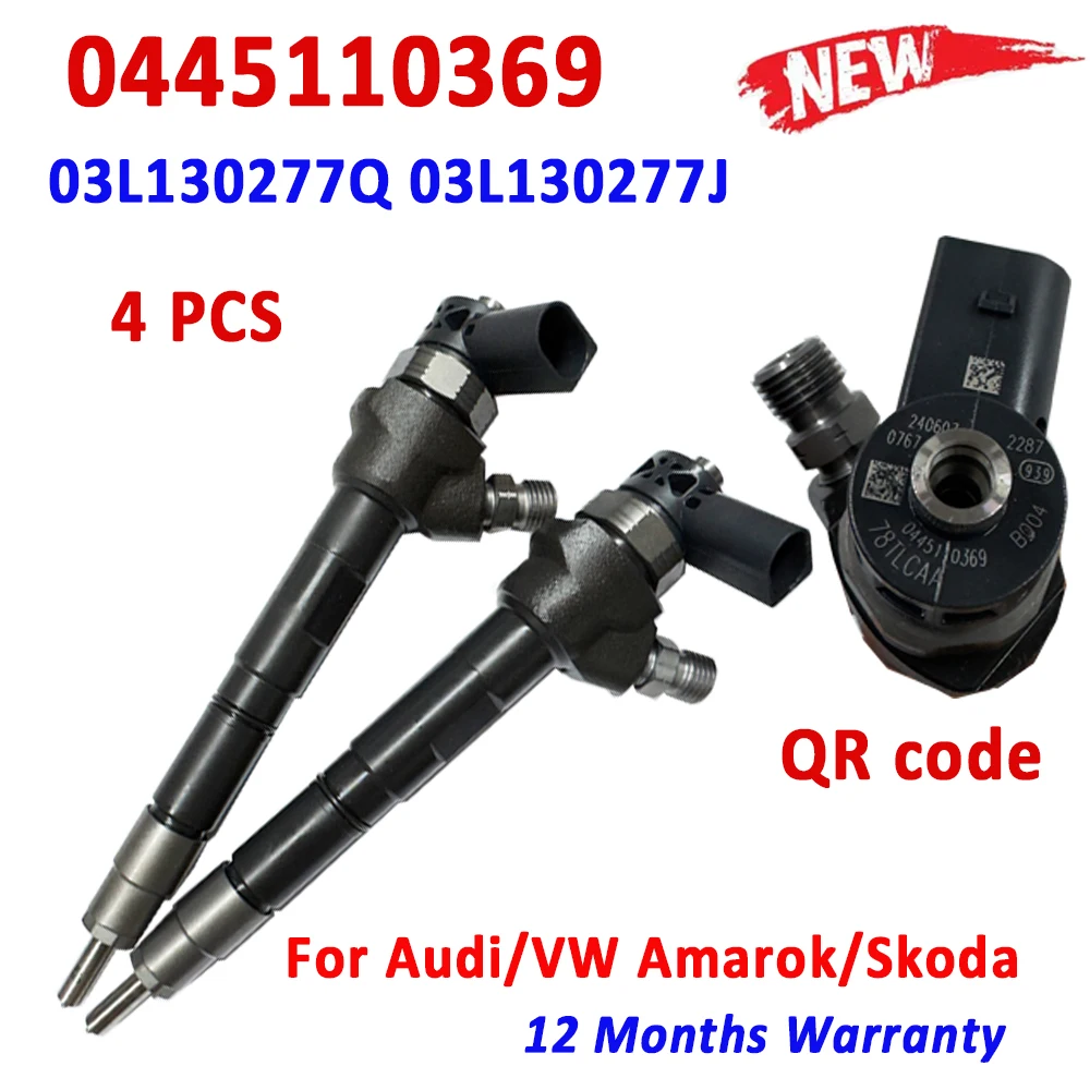 4 PCS NEW Diesel Injector 0445110369 0445110646 0445110647 For VM AMAROK AUDI 0 445 110 647 03L130277J 03L130277Q ​03L 130 277 J