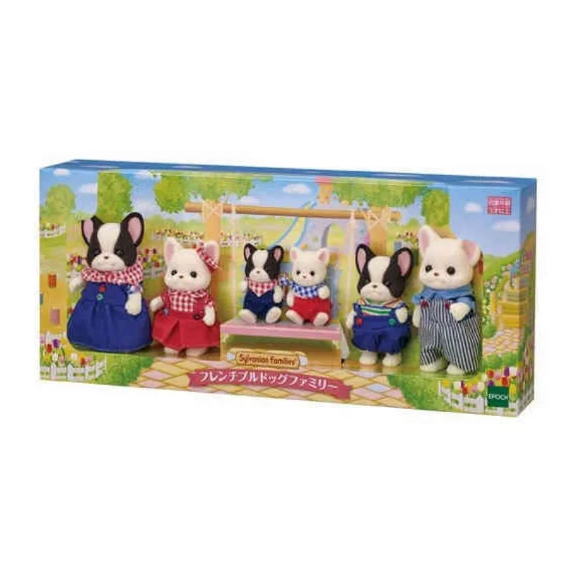 Original Sylvanian Anime French Bulldog Family Girl Figures Baby Raincoat Christmas Gift Families Fruit Kawaii Gift For Kid Toys