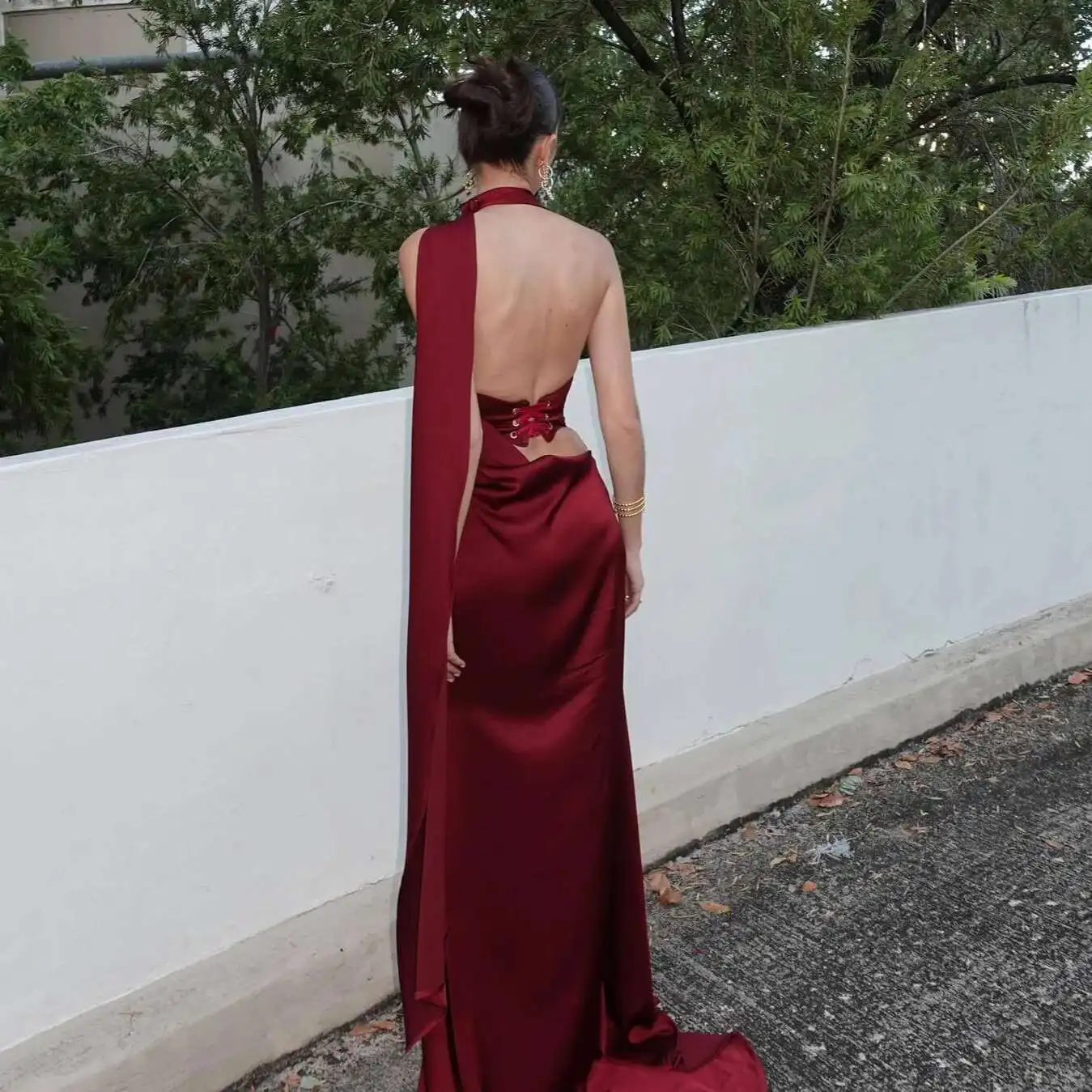 2025 Hals Hangend High-end Satijn Dames Temperament Licht Luxe High-end Niche Banket Verlovingsjurk Gewaad vestido Dames