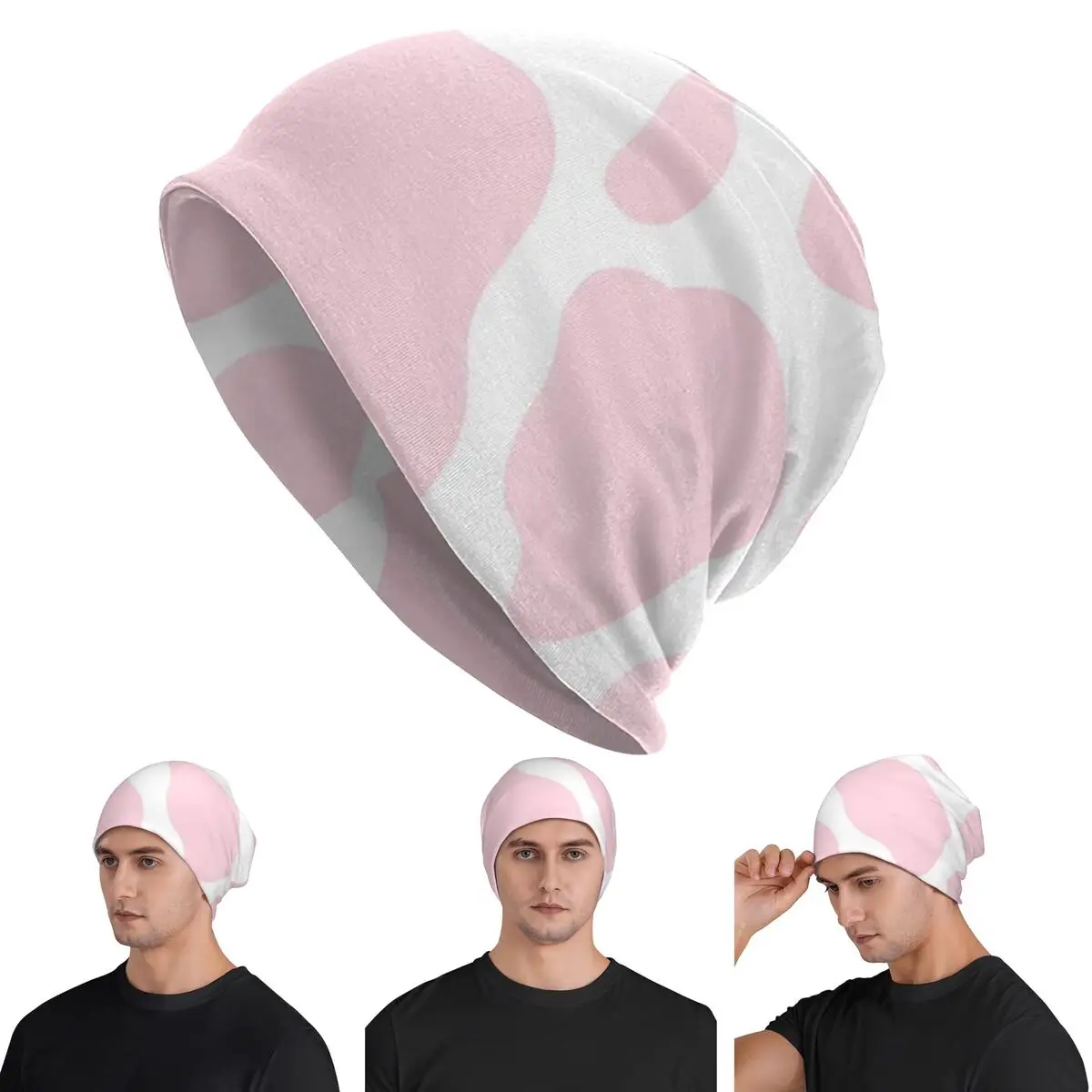 Cow Print Spot Heart Cute Kawaii  Unisex Adult Beanies Caps Knitted Bonnet Hat Warm Fashion Autumn Winter Outdoor Skullies Hats