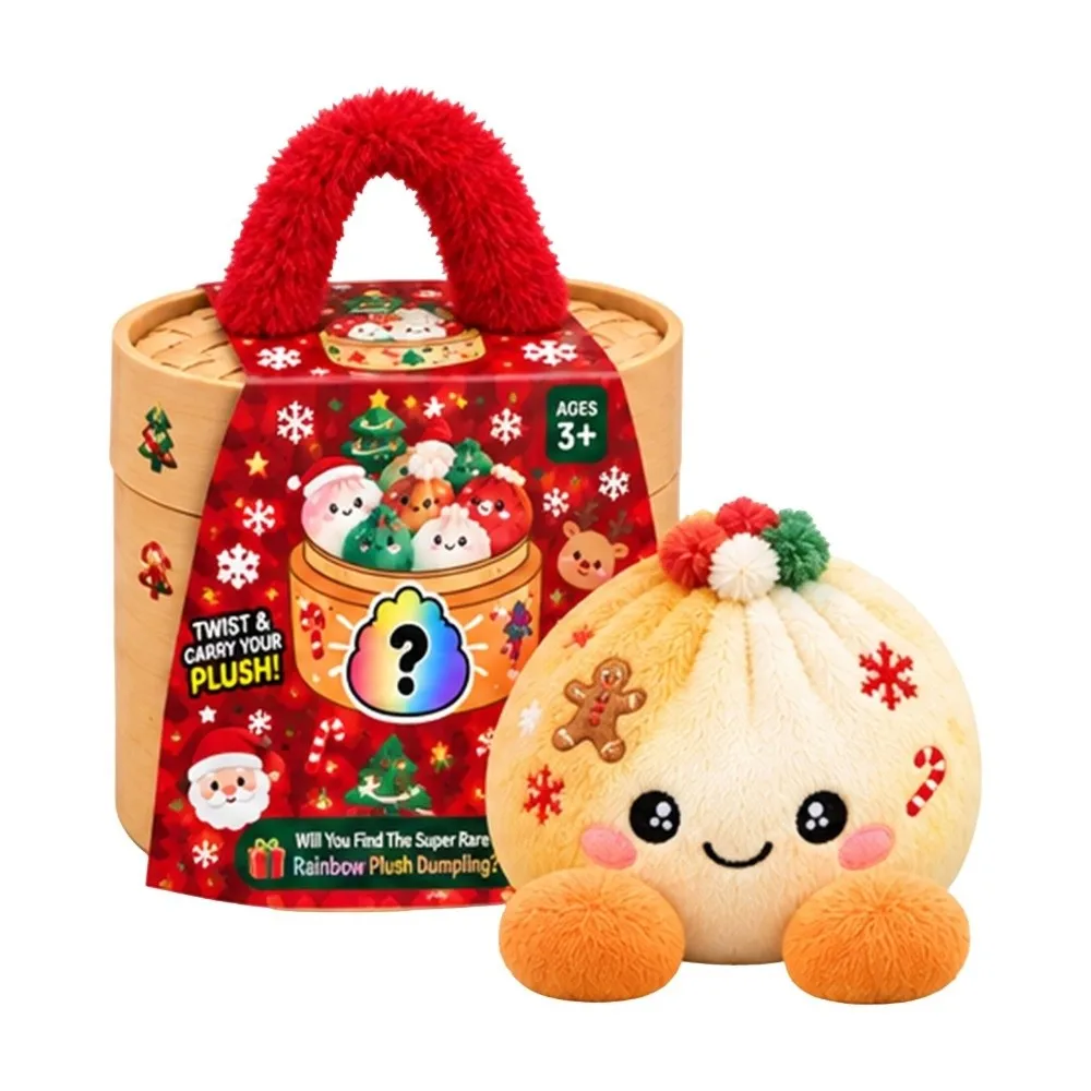 Soft Plush Stuffed Dumpling Squishies Stress Relief Fidget Stuffed Steamed Bun Toy with Steamer Giant Christmas Dumpling Pillow