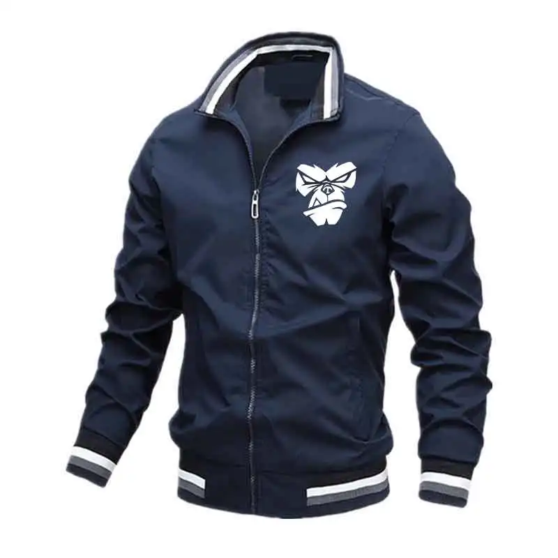 

Весенне-осенняя мужская повседневная куртка на молнии с воротником-стойкой, спортивное пальто на открытом воздухе, ветровка с принтом, мужской модный топ высокого качества