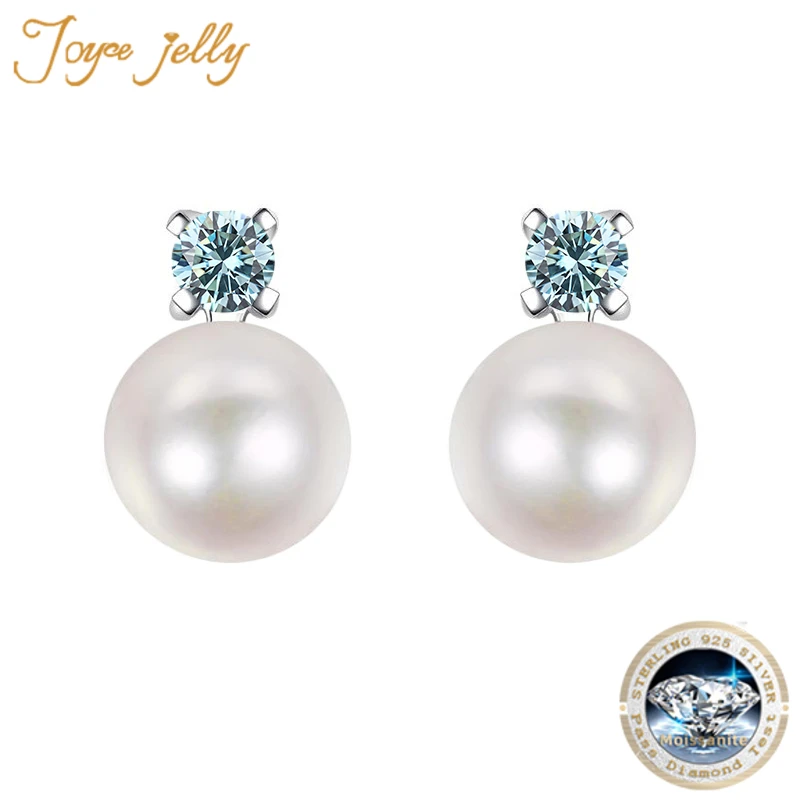 JoyceJelly 925 Sterling Silver Ear Studs Moissanite Diamond Earrings With Freshwater Pearl Fine Jewelry Elegant Women's Choice