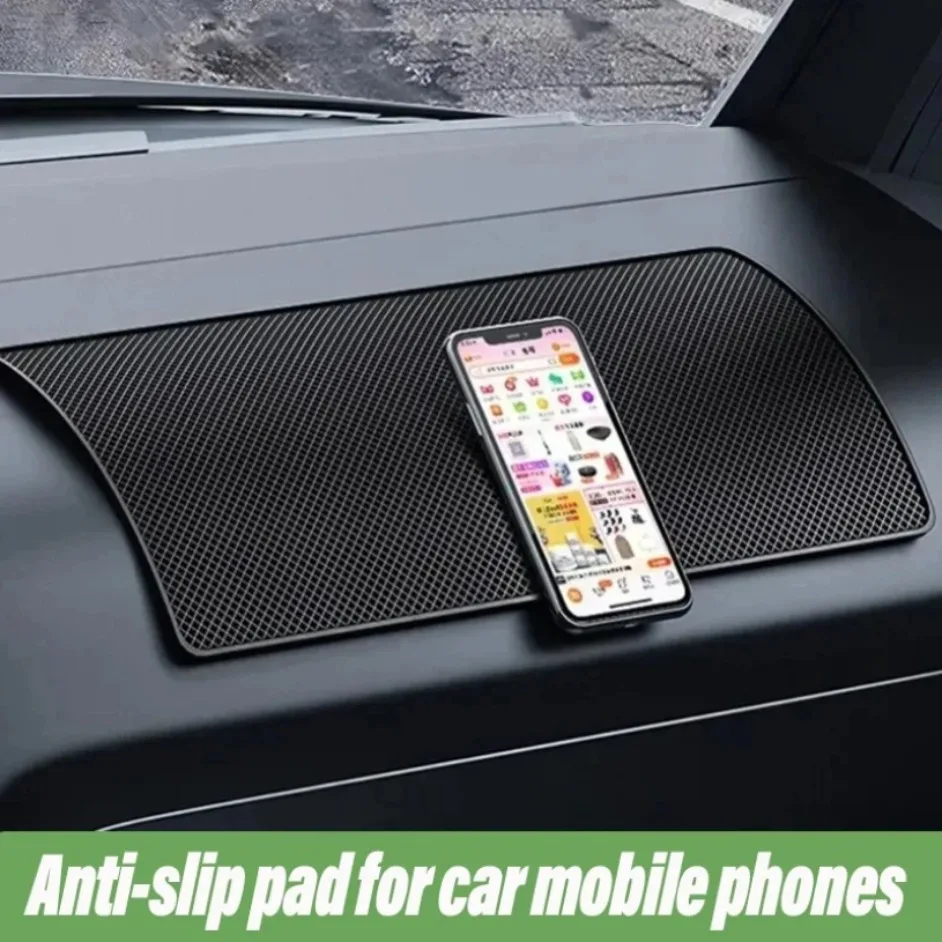 Non-Slip Car Dashboard Pad Washable Sticky Mat PVC Grid Heatproof UV Resistant For Phone Keys Coins Glasses Eco-Friendly Black