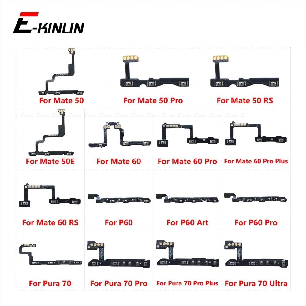 Volume Button Power Switch On Off Key Ribbon Flex Cable For HuaWei Mate 60 50 RS 50E P60 Art Pura 70 Ultra Pro Plus