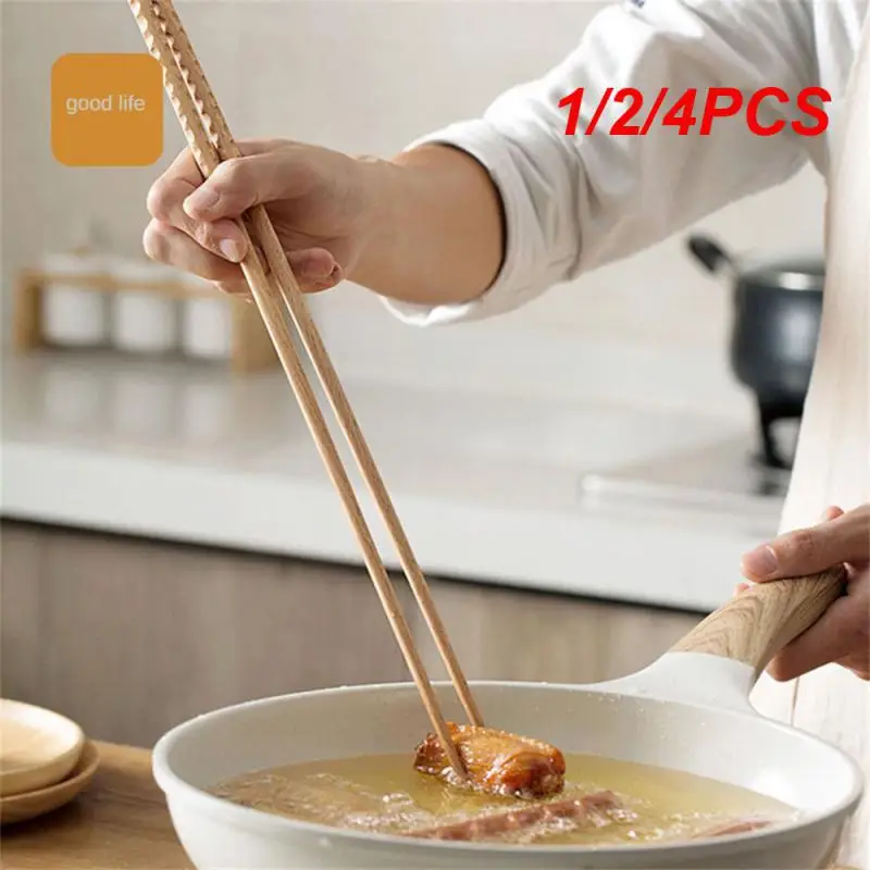 1/2/4PCS Super Long Chopsticks Wooden Chopsticks Extra Long Beech Wooden Kitchen 33cm Household Gadgets Tableware Cooking Frying