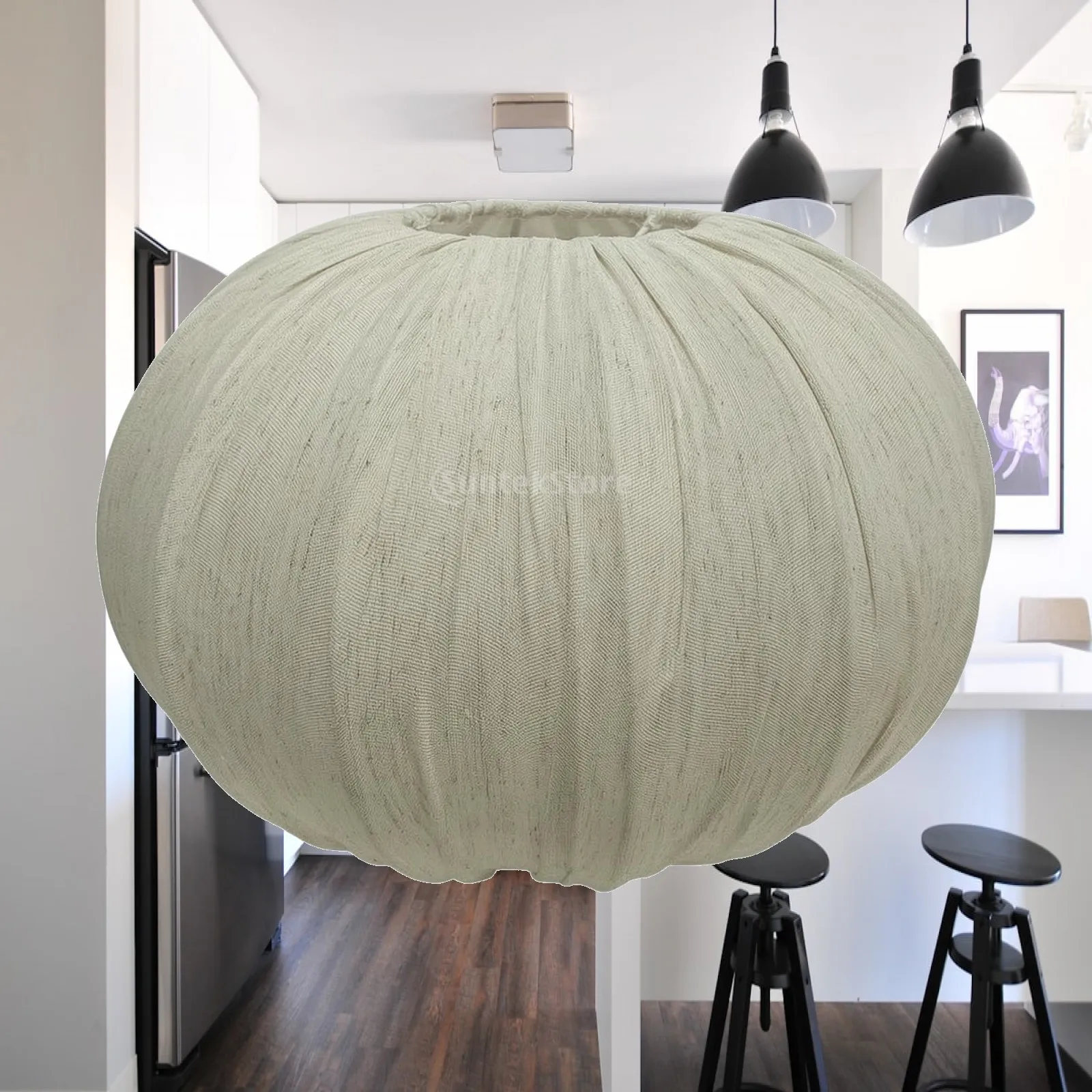 Decorative Hemp Rope Lampshade for Hanging Ceiling Lamp 40cm Linen Ball Pleated Shade for Bedroom Interior