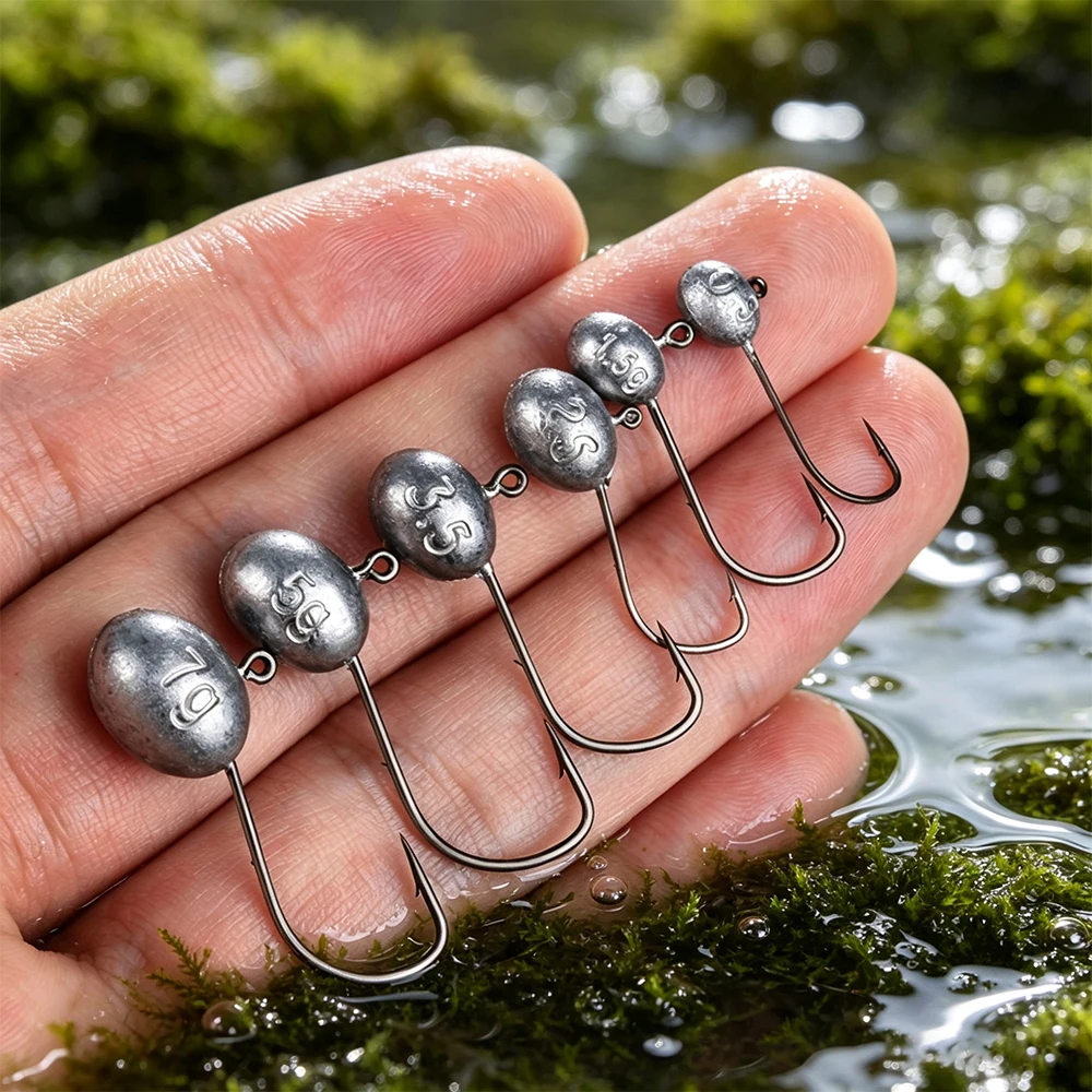 PROBEROS 10Pcs Jig Head Hook Micro Baitholder Fishing Hook Soft Lure For Rockfish Bait 1g~7g Freshwater Fishing Tackle Lure