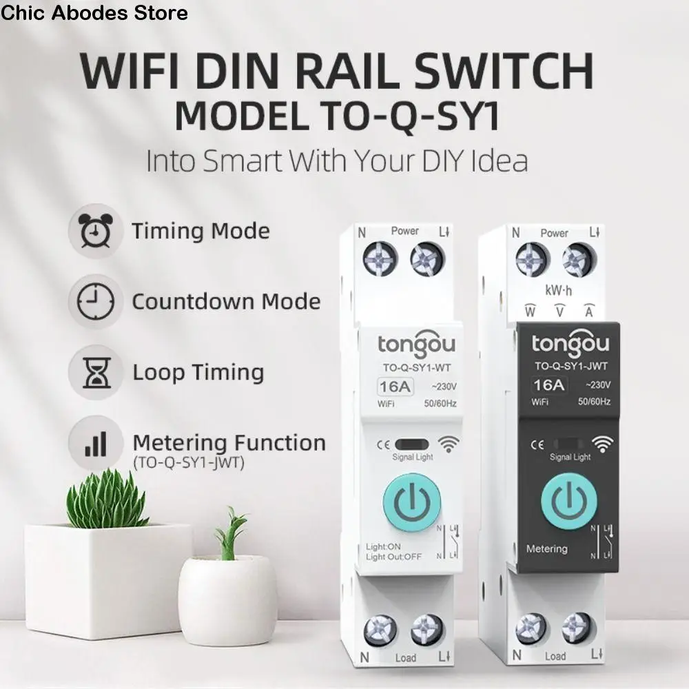 

1P 6A Smart Timer Switch Multifunctional 1P+N DIN Rail Switch Overload Protection Metering Remote Control Switch