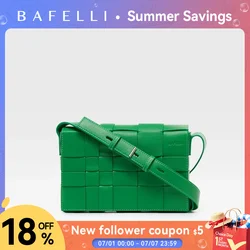 BAFELLI HANDBAG 2025 NEW WOVEN FASHION GENUINE LEATHER BOX BAG SHOULDER CROSSBODY PURSE WOMEN'S FEMALE LUXURY BRAND CLASSICAL