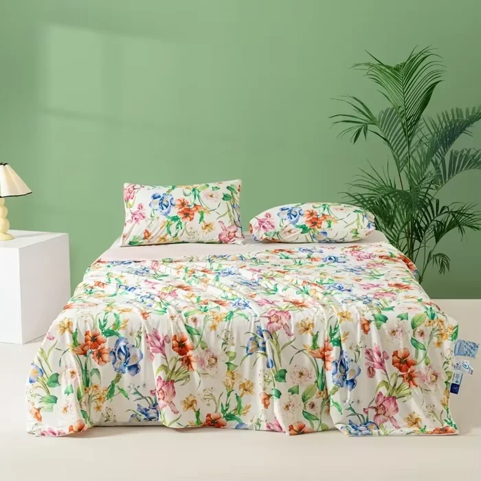 Cooling Blankets Flower Printed Smooth Air Condition Cool Comforter Lightweight Summer Quilt (NO Pillowcase)