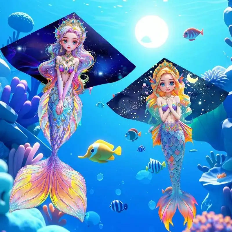 Zeemeermin vlieger Nieuwe vlieger vlieg speelgoed voor kinderen vliegers fabriek outdoor strand vliegers stof 3d kite wind vlieger staaf surf vleugel vogel speelgoed jouet