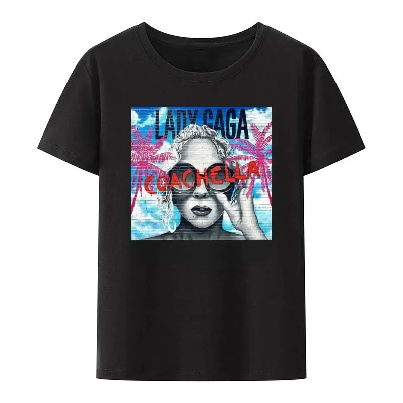 2023 Hot sale European and American  new men's  women's loose casual lady gaga street lovers short-sleeved round-neck t-shirt