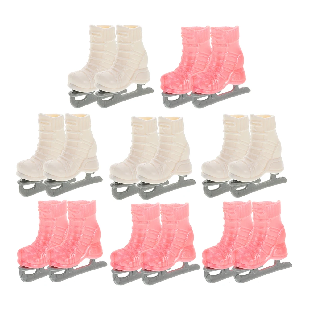 

8 Pairs Skates Cute Roller Skates Mini DIY Plastic Toy Decor Tiny House Accessories Skating Tool Miniature Models