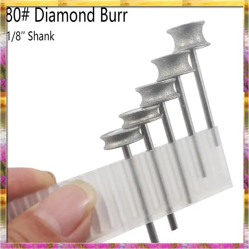 AA46 HOT-Concave Arc Diamond Burs 5 Pcs Coarse Grit 80# Diamond Engraving Bits 1/8