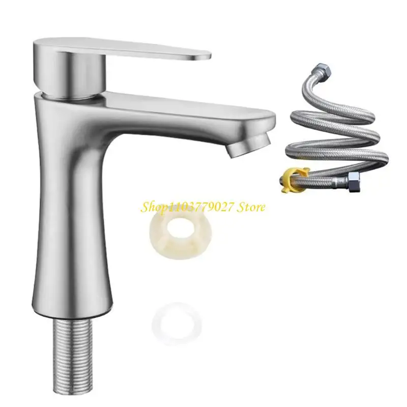

C4DF Single Lever Bathroom Tap with 60cm Hose Stainless Steels Cold Water Tap