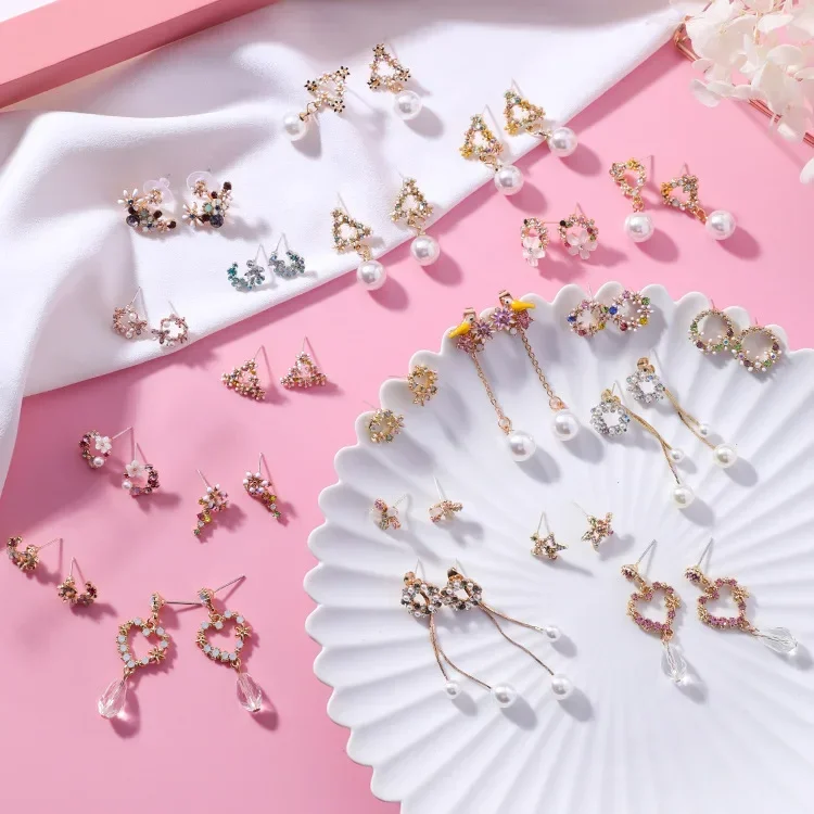 New Design Hot Sale Fashion Jewelry Simple Garland Shell Drop Oil Crystal Cute Earrings  earrings for women