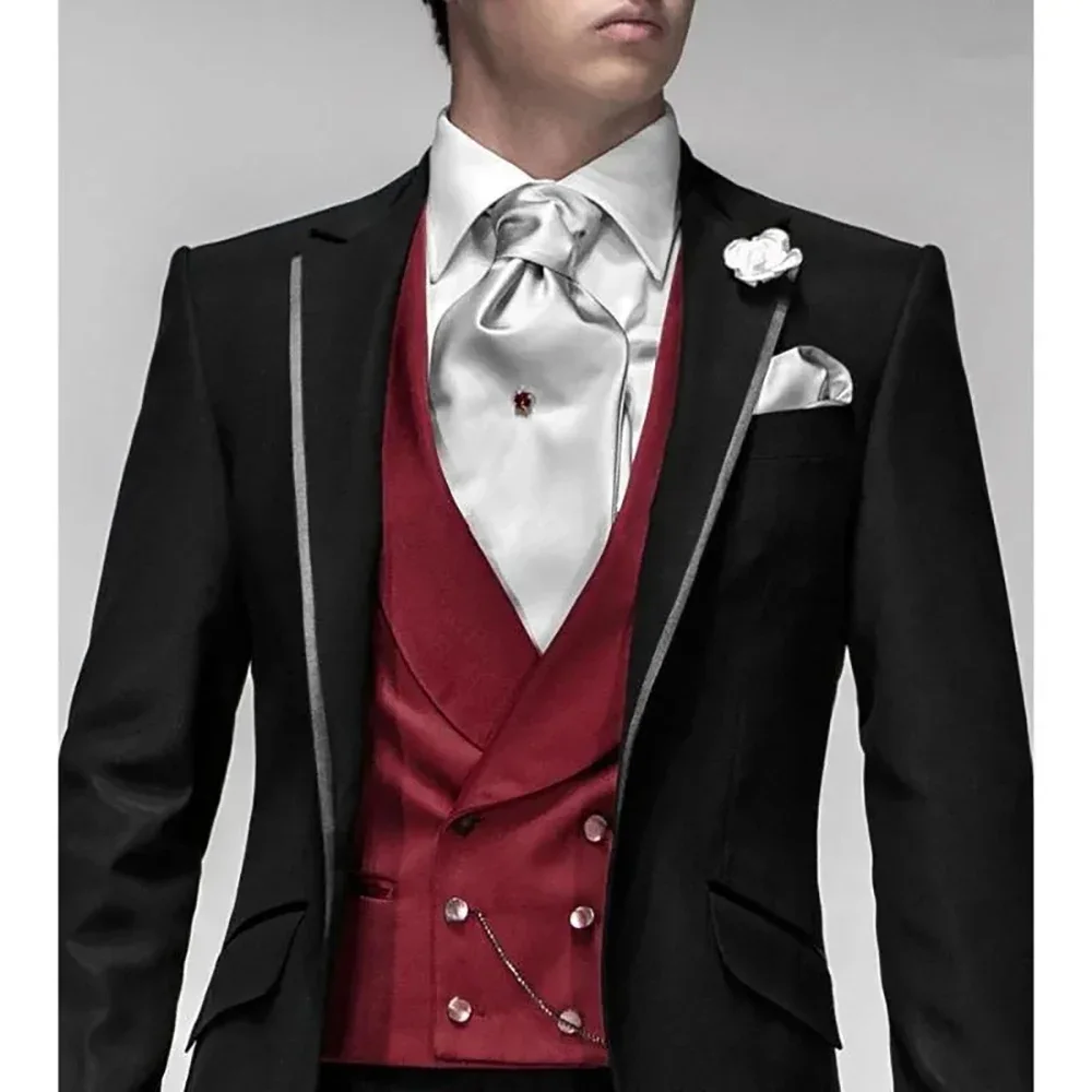 

Gentlemen 3 Piece Jacket Pants Vest Outfits Skinny Wedding Groom Male Clothing Formal Occasion Blazer Costume Men Suits Terno