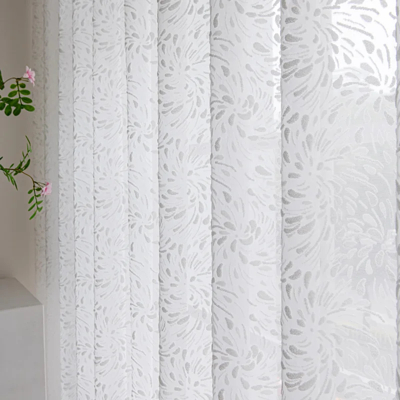 Cheese Cashmere Embossed Window Sheer Tulle Curtain American-style Transparent Curtains for Living Dining Room Bedroom Drapes