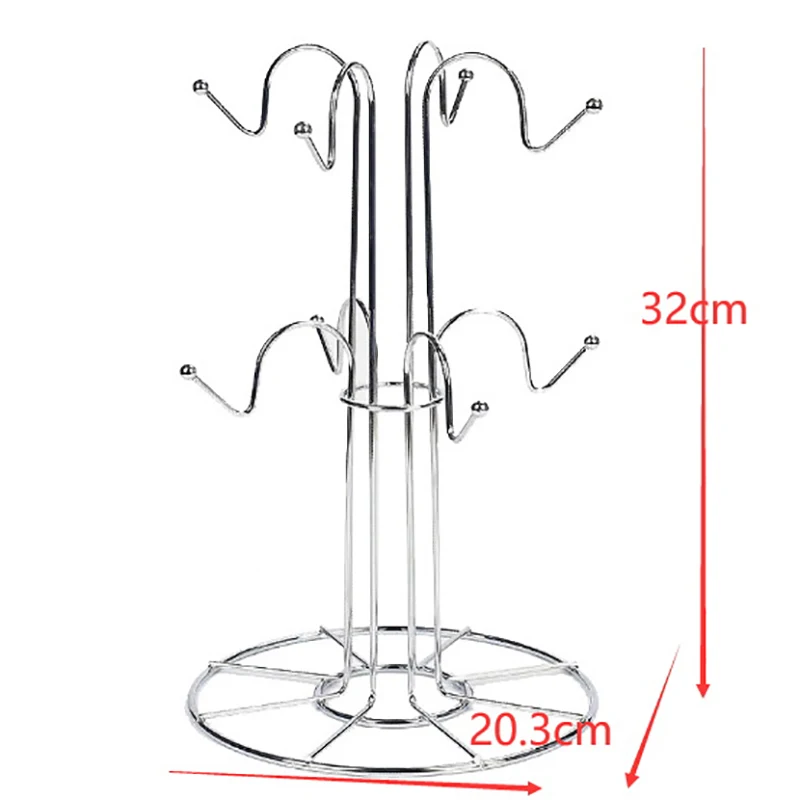 Estante de secado de tazas de cocina creativo, 8 ganchos para tazas, decoración de barra secadora, soporte para tazas de té de hierro, organizador de tazas de árbol, 1 ud.