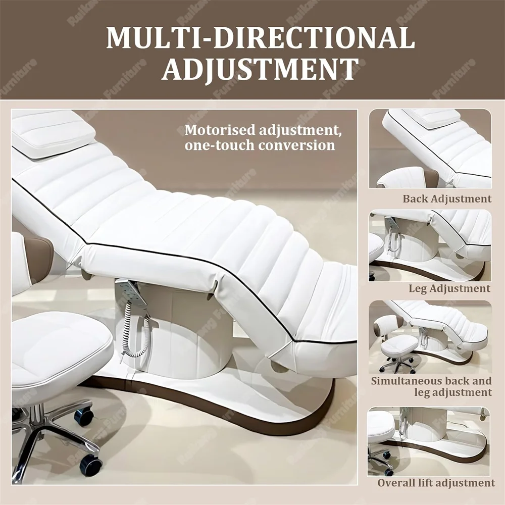 Fully Electric Treatment Massage Table 3 Motors Height Adjustable Spa Facial Motorized Esthetician Lash Bed for Beauty Salon