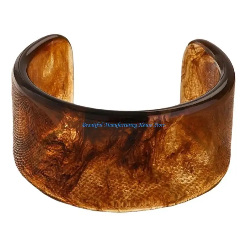 

E56A Women Resin Bracelets Wide Colorful Geometric Irregular Bangles Resin Wristband Open Bracelet Bangles for Any Occasion