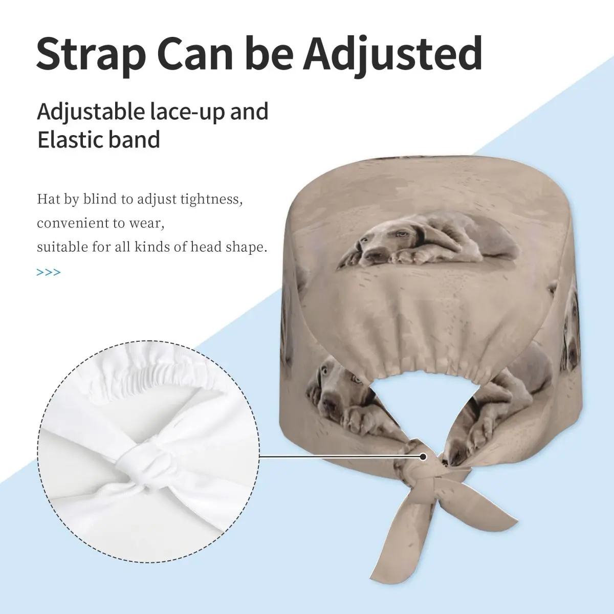 Weimaraner Puppy Scrub Hat Doctor Working Surgical Cap Unisex Adjustable Nursing Caps for Dentist - view 2