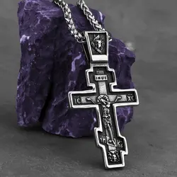 Stainless Steel Religion Cross Necklace Men Women Gothic Punk Hip Hop Fashion Pendant Christianity Jesus Gold Color Jewelry