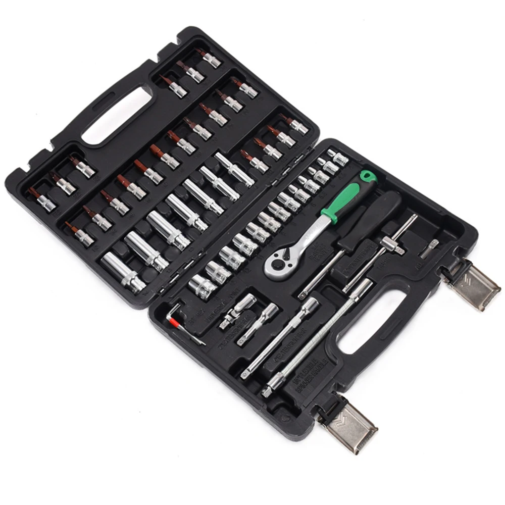 

Набор промышленных ключей с храповым механизмом, 46 предметов — профессиональный набор инструментов для ремонта автомобилей — комплексное покрытие