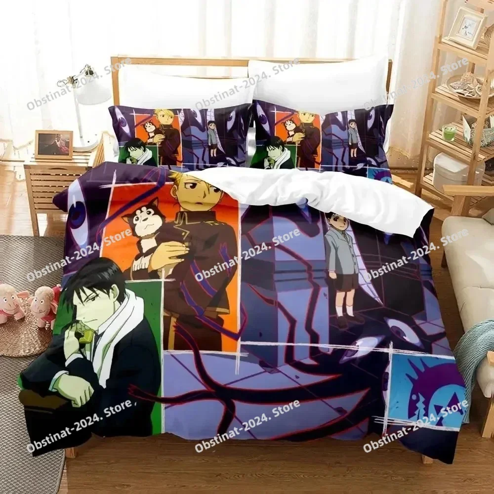 

Anime Fullmetal Alchemist Bedding Set Duvet Cover Bed Set Quilt Cover Pillowcase Comforter king Queen Size Boy Adult Bedding Set