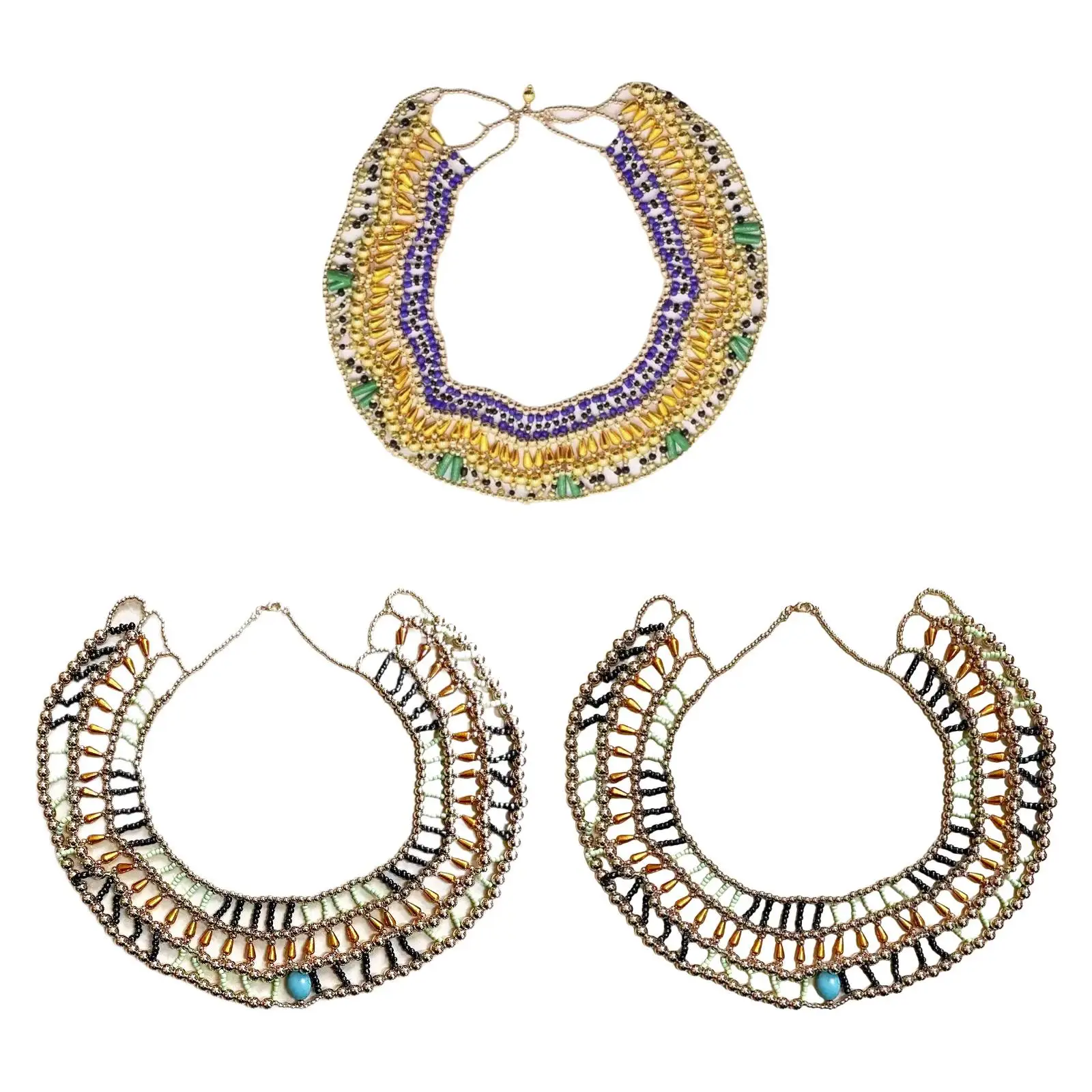 Collar egipcio antiguo, collar de cuentas hecho a mano para mujer, elegante gargantilla, joya para eventos de noche y para complementar un atuendo.